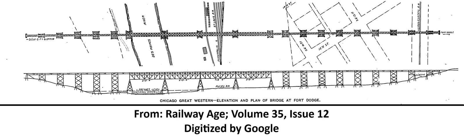 Plan and profile view of bridge